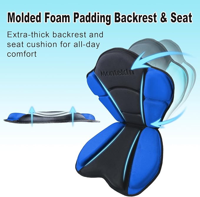 Thickened Kayak Seat with Back Support, Sit On Top Cushioned Canoe Backrest Molded Foam Seat for SUP Paddle Board Fishing Boat Long Trip