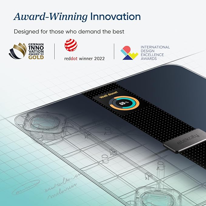 Etekcity Smart Scale for Body Weight Fat, Digital Bathroom Weighing Machine for Accurate BMI Muscle Mass Composition, Home Use Apple Health Compatible Fitness Equipment