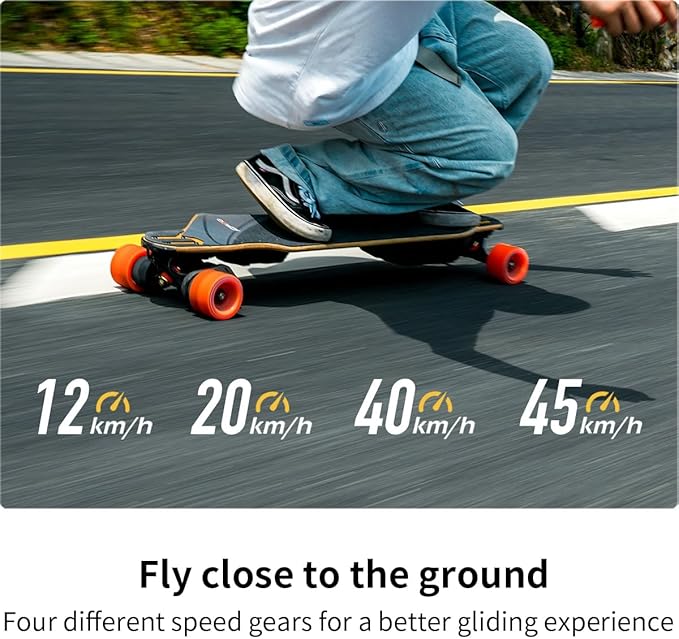Exway Flex Belt Electric Skateboards with Remote, Top Speed of 25 Mph, 17miles Range, Flexible Tri-Laminate Deck, IP55 Waterproof, Electric Longboard for Adults & Teens