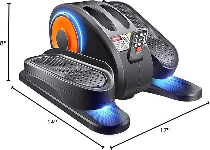 ESL Under Desk Elliptical - Portable Leg Exerciser for Seniors, Compact Seated Elliptical with Remote Control, LCD Display Electric Elliptical Trainers