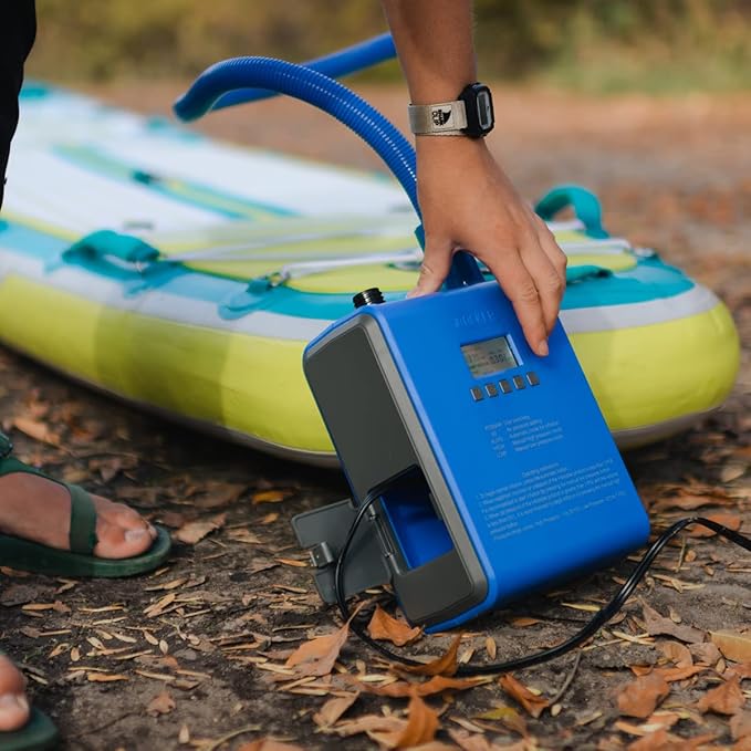iROCKER 12V Electric SUP Pump with Digital Display – Dual Stage Auto-Off, Inflates Paddle Boards in 12 Mins or Less, Compatible with All iROCKER SUPs, Inflatable Kayaks & iLAND Floats.
