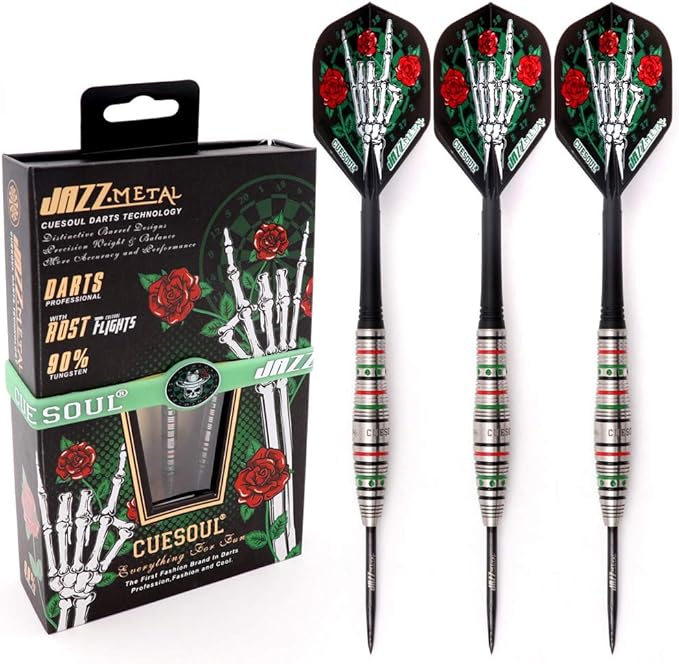CUESOUL Jazz-Metal 21g/23g/25g 90% Tungsten Steel Tip Dart Set with Integrated Dart Shafts and Dart Flights