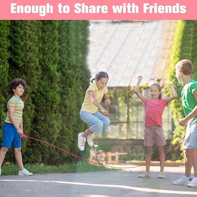 30 PCS Pink Jump Ropes Bulk, Adjustable Plastic Skipping Rope, 7.3 Feet Jump Ropes for Kids, PVC Jumping Rope for Party Favor Birthday Gifts, Indoor Outdoor Activity