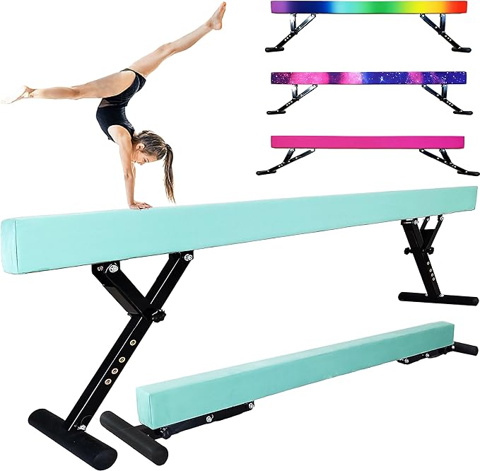 Adjustable Balance Beam Gymnastics Beam 8 FT Adjustable Height Beams for Kids, High and Low Floor Beams,Gymnastics Equipment for Kids Adults Training at Home and Gym Center
