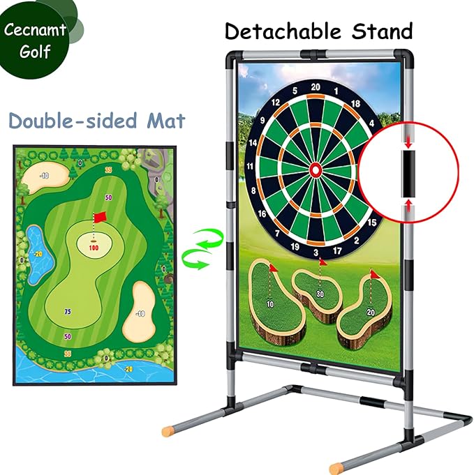 Golf Chipping Game - Battle Golf with Double-Sided Hitting Mat & Stand, Chip Sticky Practice Game for Adults & Kids, Indoor & Outdoor