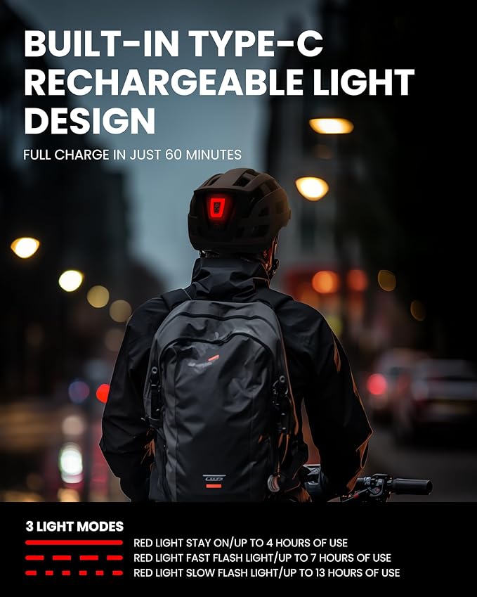 OutdoorMaster Gem II MIPS Bike Helmet with Light - Lightweight Cycling Helmet,Mountain Road Bicycle Helmet for Youth & Adult