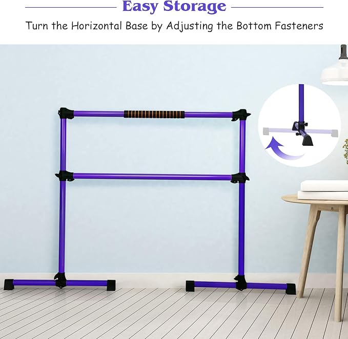 GOFLAME Ballet Barre Portable Double, 4FT Freestanding Ballet Barre Adjustable, Heavy Duty Dancing Stretching Ballet Bar for Home, Dance Barre, Fitness Ballet Bar