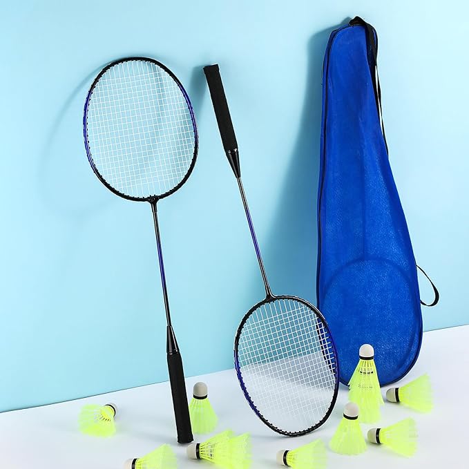 12 Pack Badminton Rackets Set Including Rackets, Nylon Shuttlecocks and Carry Bag for Outdoor Backyard Games Beginners