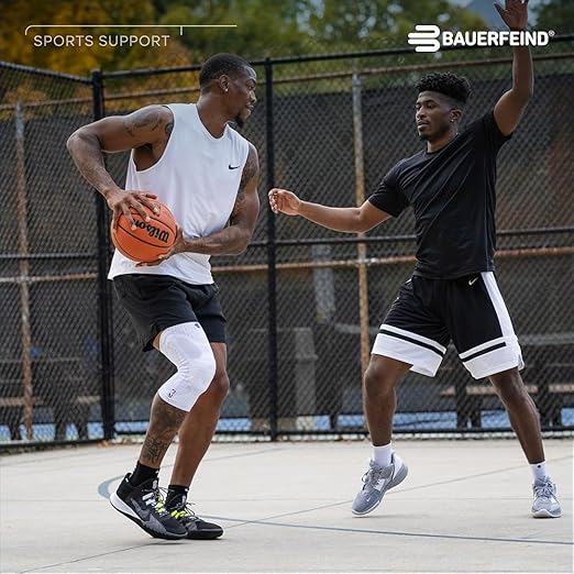 Bauerfeind Sports Knee Support NBA - Officially Licensed Basketball Knee Brace - Relief and Stabilization - Targeted Compression - Lightweight & Durable - Black, Large