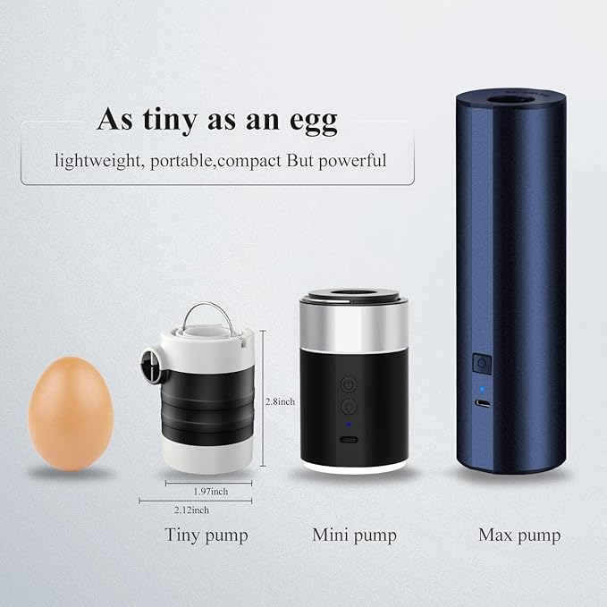 BEAUTYOVO Air Pump for Inflatables, Electric Air Pump with Rechargeable Battery, Tiny and Portable Air Mattress Pump with Camping Light, Quick Inflate Deflate Pump for Pool Floats