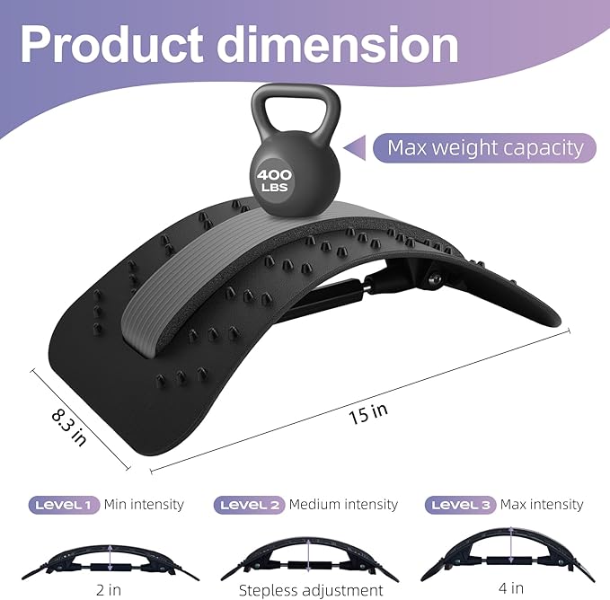 YAJIACLONE Back Stretcher for Lower Back Pain Relief，Adjustable, Portable, Durable-Unique Yoga and Gym Runner Gifts，Sports Fitness Relaxations Gift，Home Office Travel Essentials.