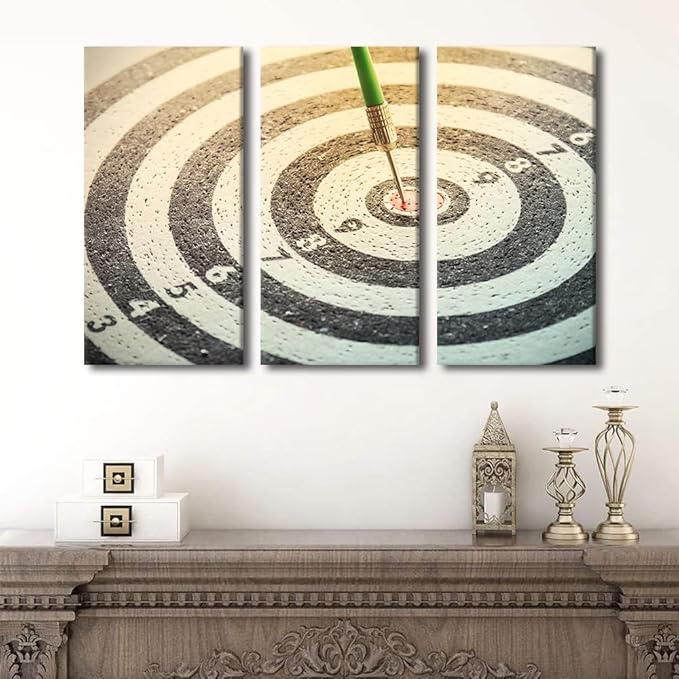3 Panels Wall Art Dartboard Painting Print On Canvas Classical Sport Equipment Pictures Canvas Wall Art for Bedroom Office Home Decor Modern Artwork Paintings Stretched Frame Ready to Hang, 40"Wx60"H