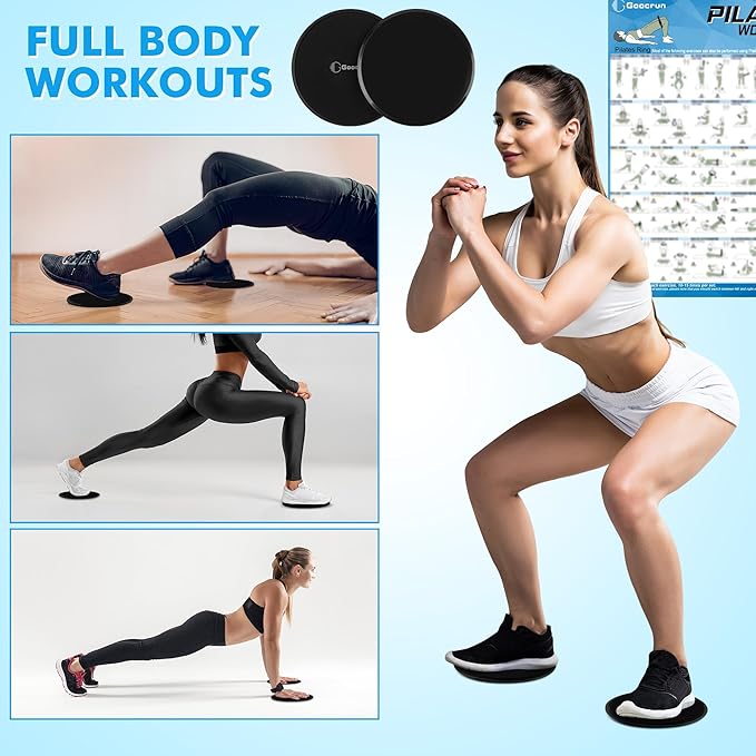 Pilates Ring Set Exercise Equipment with Exercise Bands Resistance Bands Set, Pilates Ball, Sliding Disks – Workout Equipment Home Gym Includes Complete Fitness Poster