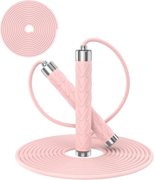 Jump Rope for Fitness, AUMCDIK Speed Skipping Rope for Women Men, Adjustable Jumping Rope with Alloy & Silicone Handle for Workout Boxing Aerobic Exercise