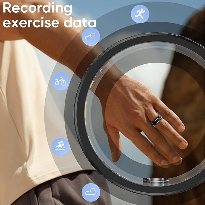 Loluka Smart Ring with Step Tracker Health Tracker with Sleep Monitor Heart Rate Monitor Family Care Fitness Ring Fitness Tracker No Subscription Fee for Android iOS Black 12