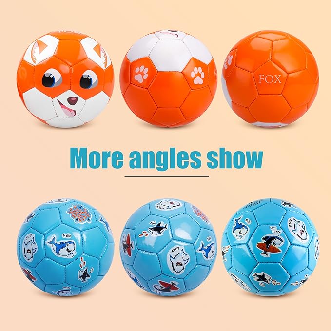 Toddler Soccer Ball Size 2 - Soft Kids Soccer Ball 2 Pack for Ages 1-3 3-5 - Cartoon Sports Toys for Boys Girls - 5.8” Small Ball for Indoor/Outdoor Games for Yard Games