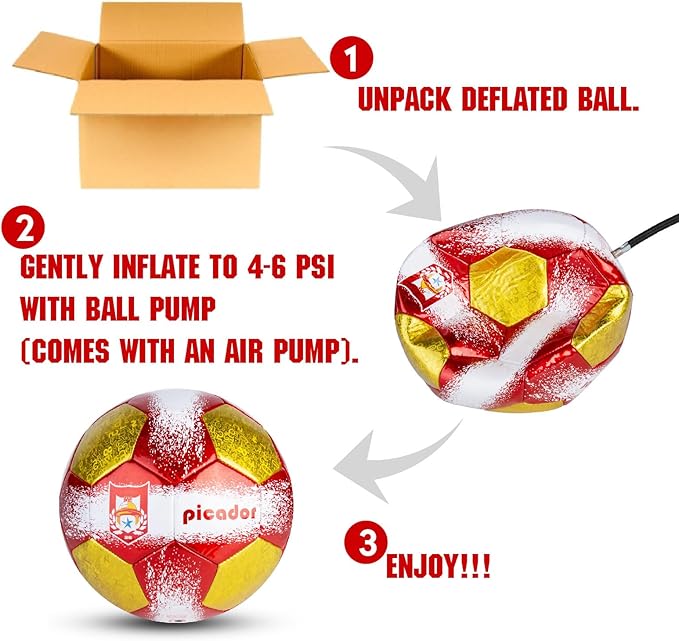 Size 4 Soccer Balls, Laser Leather Soccer Ball for Sport Training & Match Play - Vibrant Soccer Balls Gift Set with Pump for Kids and Youth