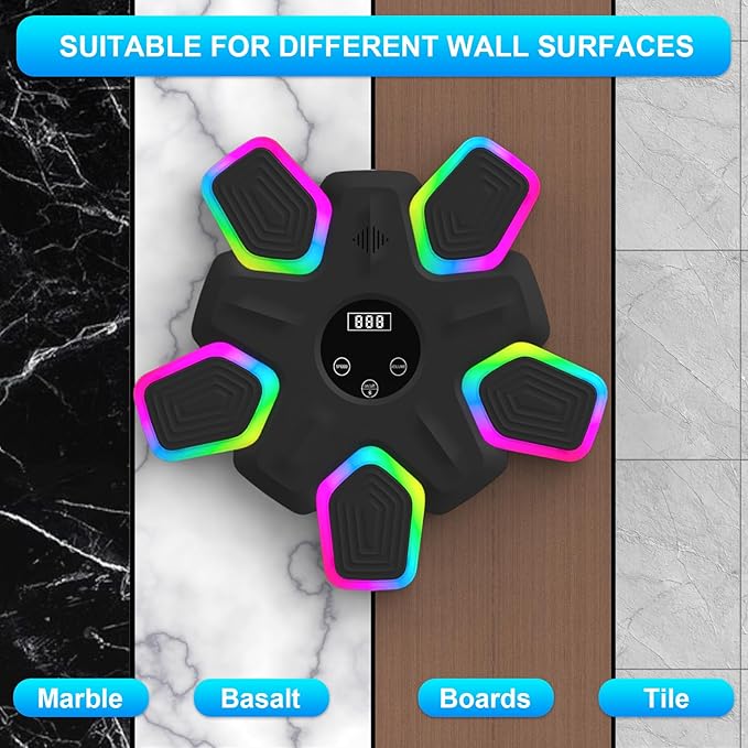 Music Boxing Machine, Intelligent Musical Punching Workout Trainer with 7 LED Color, Boxing Gloves, Smart Bluetooth, Agile Digital System and Wall-Mounted 2025 Newest Version