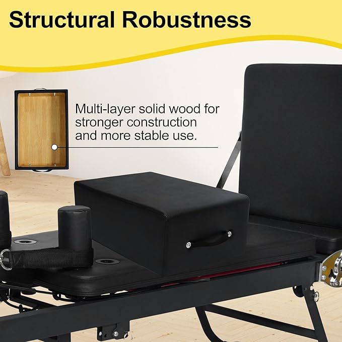 Pilates Box for Reformer - Sitting Box for Strength, Stretching, and Balance Exercise Workouts