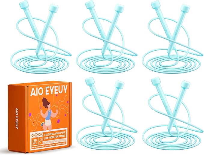 5 Pack Adjustable Jump Rope for Fitness and Exercise,Lightweight PVC Skipping Rope for Men,Women and Kids-Tangle-Free for Keeping Fit, Training, Workout