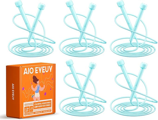 5 Pack Adjustable Jump Rope for Fitness and Exercise,Lightweight PVC Skipping Rope for Men,Women and Kids-Tangle-Free for Keeping Fit, Training, Workout