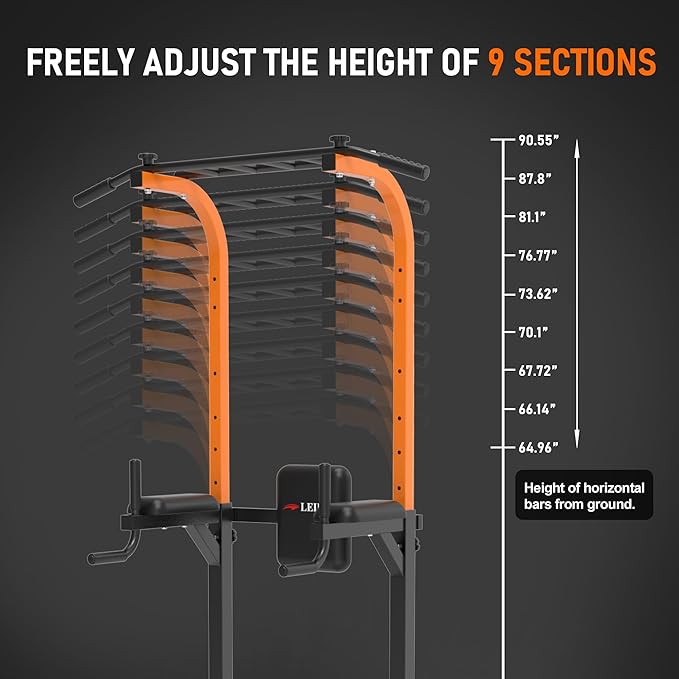 leikefitness Multifunction Power Tower Exercise Equipment,Pull Up Dip Station,Height Adjustable for Home Gym Strength Training Fitness Equipment,Dip Stands,Pull Up Bars,Push Up Bars,VKR