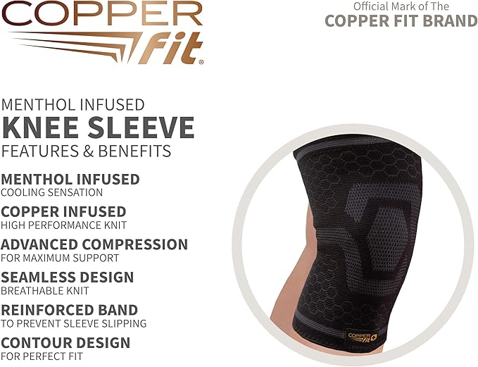 Copper Fit ICE Knee Compression Sleeve Infused with Menthol