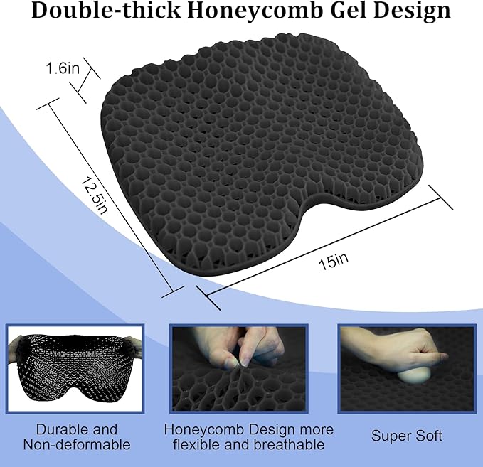 NEW-Vi Anti-Slip Kayak Seat Cushion - Waterproof Thicken Gel Boat Kayak Canoe Rowing Stadium Pad for Sit in Kayak Chair Kayak Accessories Equipment Gear for Fishing Kayak