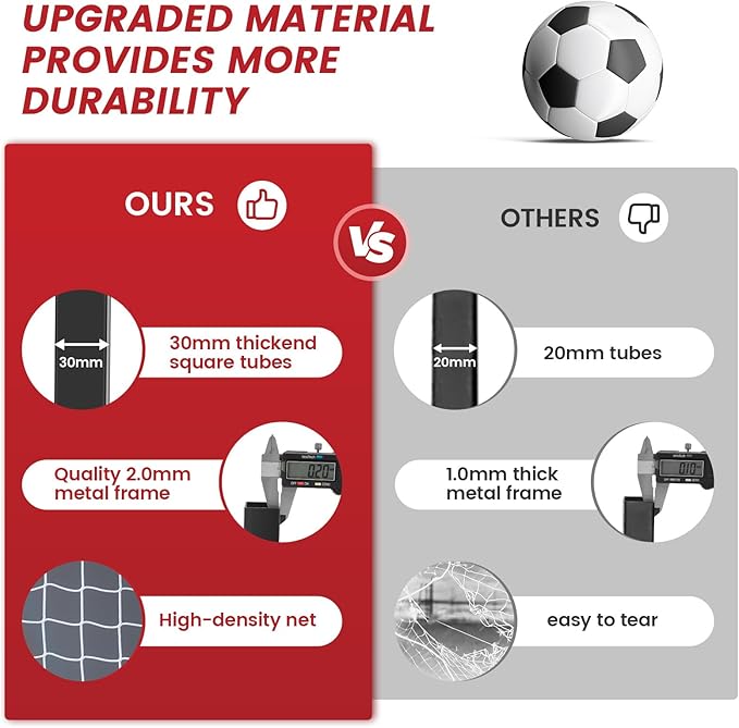 Soccer Goal, 12X6FT Soccer Net Easy Setup, Portable Soccer Goals for Backyard with Upgraded Collapsible Metal Base, Outdoor Indoor Soccer Goal Net for Practice with Carry Bag