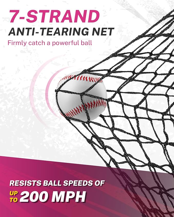 Gonex 7' x 7' Baseball Softball Practice Net Set with Batting Tee for Hitting and Pitching Batting, Practice Training Aid, with Strike Zone, Large Mouth, Bow Frame, Carrying Bag
