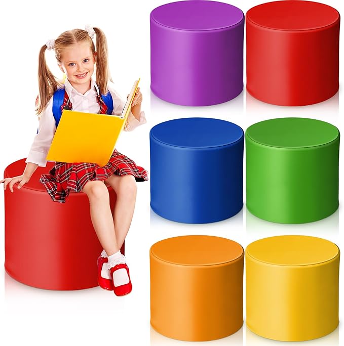 6 Pcs 12" Flexible Seating for Kids Classroom Round Foam Ottoman Colored Student Floor Foam Seating Cushion for Kid Adult Daycare School Kindergarten Home Chair Office (Colorful)