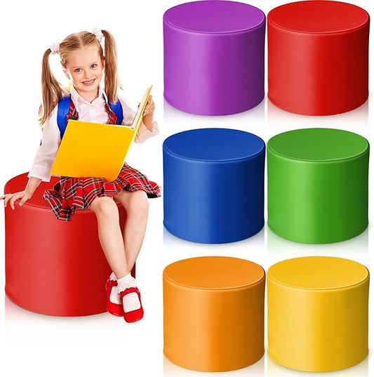 6 Pcs 12" Flexible Seating for Kids Classroom Round Foam Ottoman Colored Student Floor Foam Seating Cushion for Kid Adult Daycare School Kindergarten Home Chair Office (Colorful)