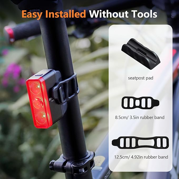 RAVEMEN TR500 500 Lumens Bike Tail Light for Daytime Night Riding, Brake Sensing Bike Rear Light with Side Visibility, 6 Light Modes, USB C Rechargeable Fit Round/Aero Seat Posts