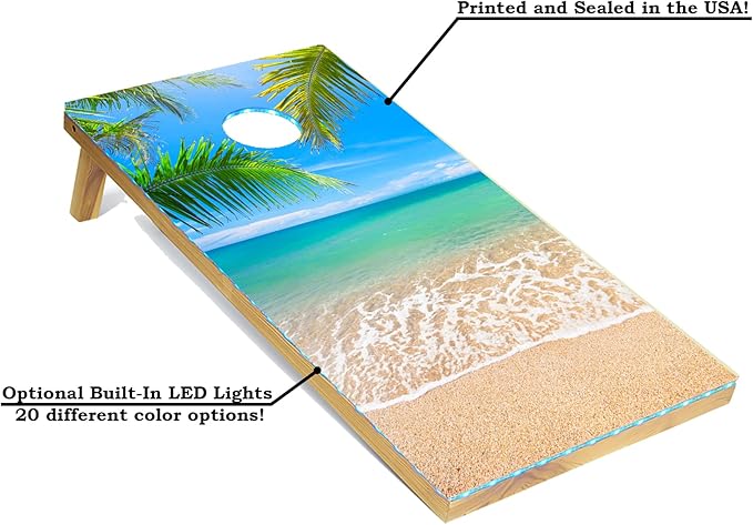 Tailgating Pros Cornhole Board Set w/Bean Bags and Carrying Case - 4'x2' Corn Hole Toss - Tournament and Lightweight Options - Optional LED Lights