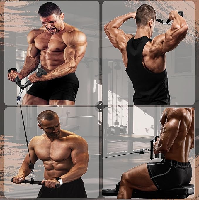 Cable Machine Attachment，LAT Pulldown Attachments Upgraded 1.3 Inch Comfort Grip Cable Attachments for Gym, Triceps Rope Bar,V Bar ,Double D Bar,Homr Gym Accessories