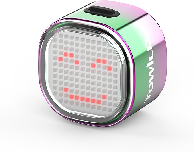 TOWILD TL08 Bike Tail Light, Customized Patterns Full-Color Bike Rear Light, Brake Sensing, USB-C Rechargeable, IPX6 Waterproof