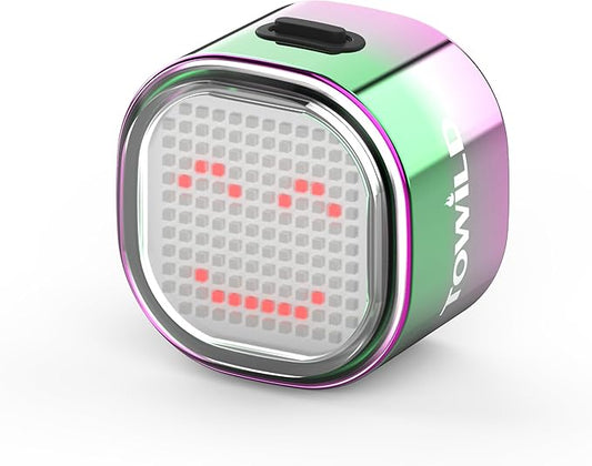 TOWILD TL08 Bike Tail Light, Customized Patterns Full-Color Bike Rear Light, Brake Sensing, USB-C Rechargeable, IPX6 Waterproof
