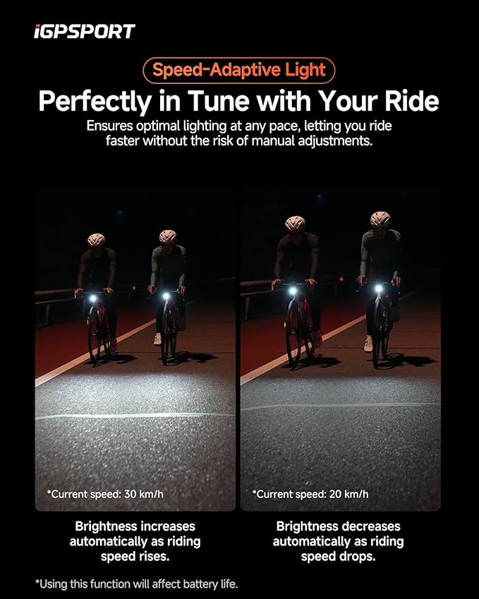 iGPSPORT Smart Bike Light, 500/800/1200 Lumens Bright Bicycle Headlight for Night Riding Cycling Rechargeable Waterproof