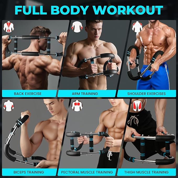 Twister Arm Trainer, Chest Workout Equipment for Men & Women Portable Spring Resistance Chest Exerciser Forearm Strengthener Bar Detachable for Home Fitness Equipment for Enhancing Upper Body Muscle