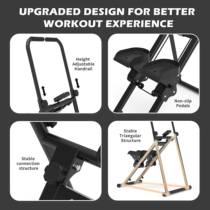 Leikefitness Stair Stepper for Home-Upgrade Vertical Climber,Folding Cardio Exercise Machine,Stair Climber for Full Body Workout with Adjustable Handlebar for Women & Men