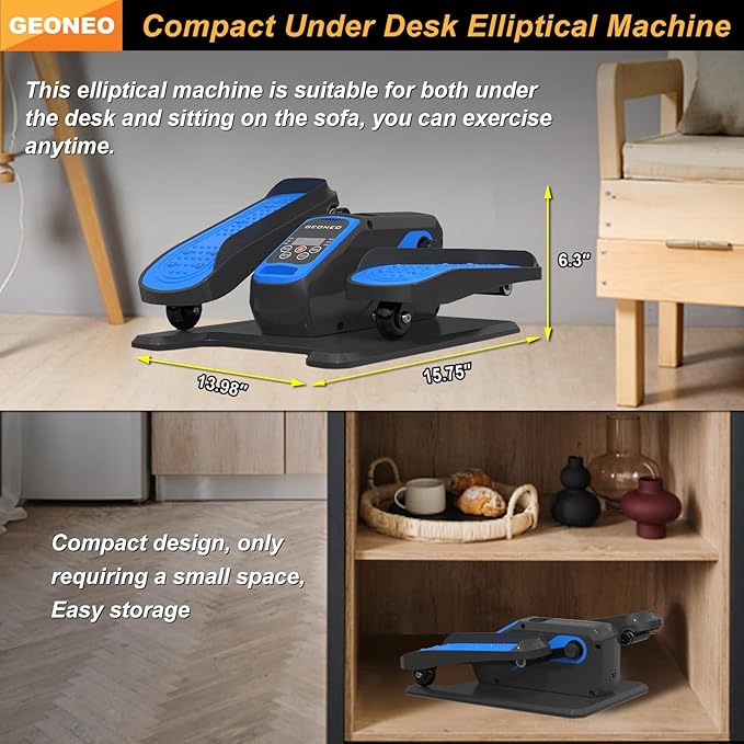 Under Desk Elliptical Machine, Electric Ellipse Leg Exerciser for Senior, Quiet and Compact Electric Seated Pedal for Home with Display Monitor, Remote Control and 12 Adjustable Speeds