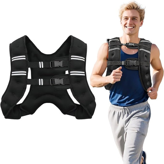 Weighted Vest for Woman Men,6lb/8lb/12lb/16lb/20Lb/25lb Weight Vest with Reflective Stripe Adjustable Buckle Strap Back Pocket Workout Strength Training Walking Jogging Running