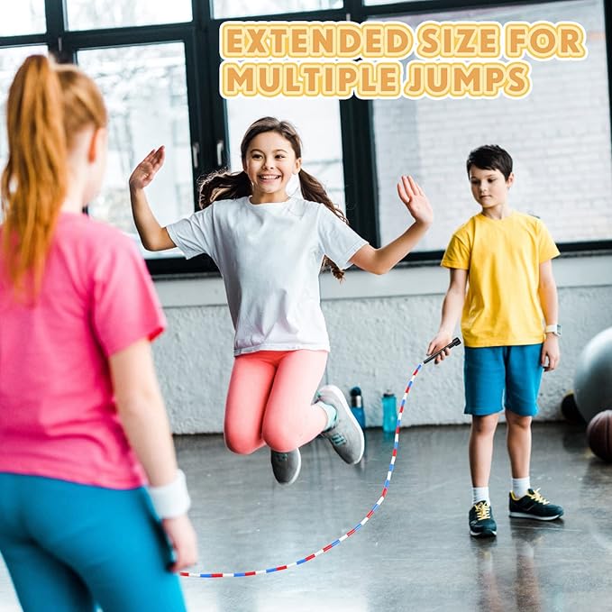 Zubebe 16-foot Double Dutch Jump Ropes Bulk Segmented Skipping Colorful Beaded Ropes for Kids Adults Fitness Physical Education Gym Class School Sports Outdoor Activities, Red White and Blue