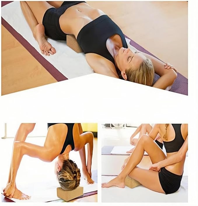 Yoga Block - Fine-Grain Cork Block, Yoga Equipment, Home Gym Accessory, Pilates Tool, Lightweight for Travel, Extra Firm Workout Accessory with Comfortable Edges