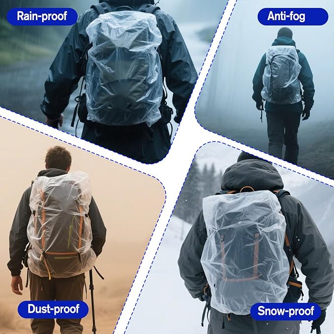 30pcs Backpack Rain Cover Disposable Waterproof Lightweight Backpack Cover Elastic Covers Protector for Outdoor Hiking Compact Raincoat Raincover for Cycling Travel (41-50L)