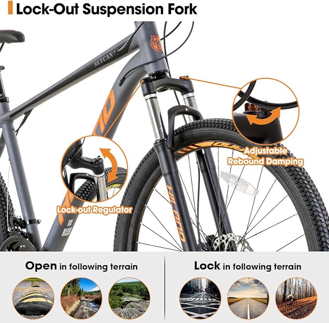 Hiland 27.5 inch Mountain Bike 21 Speeds, Lock-Out Suspension Fork, Aluminum 18 inch Frame Hydraulic Disc-Brake for Men Women Mens MTB Bicycle Adlut Bike