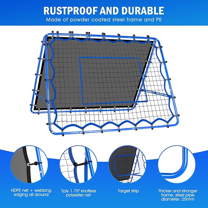 Dual-Sided Soccer Rebounder Net, Fast & Slow Rebound Speed Training for Control, Passing Practice, Easy Setup Baseball/Volleyball Rbounder Pitchback Net Gifts Aids & Equipment for Kids,Teens & Adults