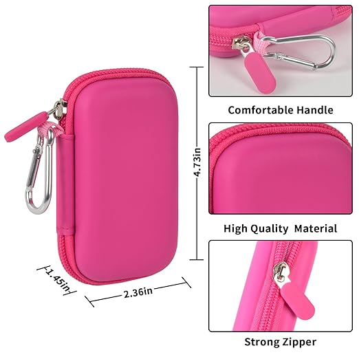 Heart Rate Monitor Case for AliveCor for KardiaMobile 6L / 6L Max 1L Personal EKG Monitor Storage Holder for Cardiac Mobile Portable Heart Rate Monitor Bag Organizer (Pill Box Included) Rose Red