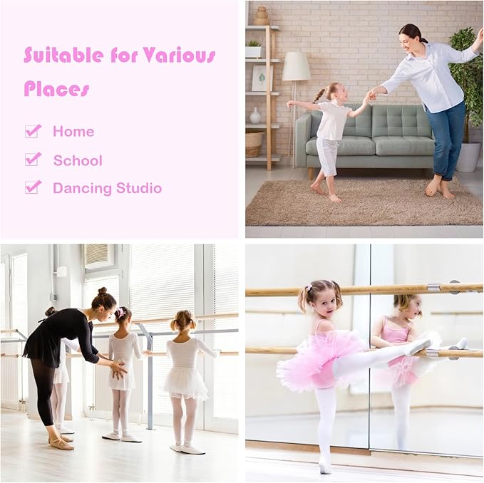 Costzon Portable Ballet Barre, 4FT Adjustable Double Freestanding Ballet Bar w/Anti-Skid Pad, Stable Base, Heavy-Duty Dancing Stretching Bar for Home, Fitness, Ballet