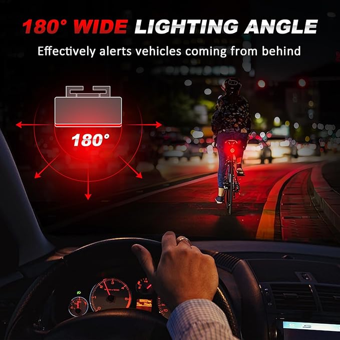 Ascher USB Rechargeable LED Bike Tail Lights 2 Pack, Bright Bicycle Cycling Rear Light, 4 Light Mode Options Safety Bike Light for Adults Kids Men Women Road Mountain(2 USB Cables Included)